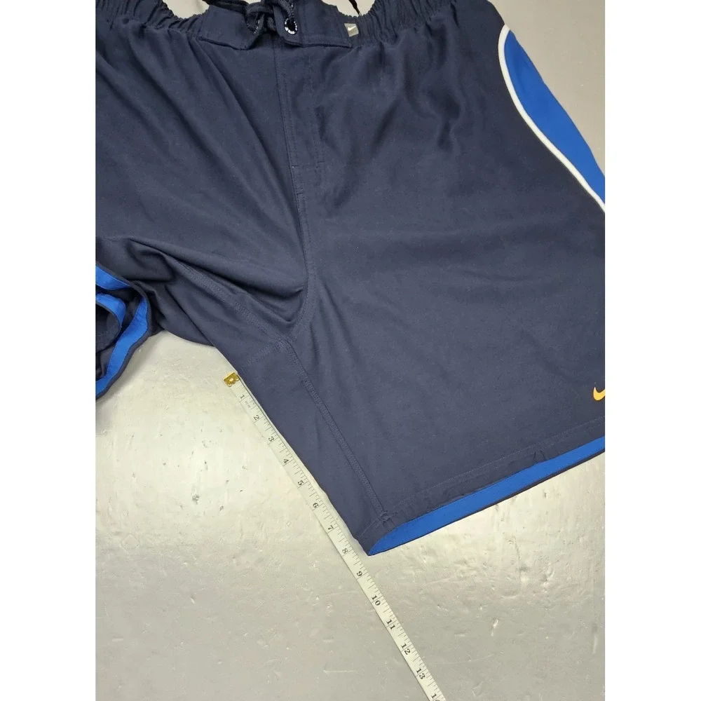 Vintage Nike Swim Trunks Mens 2XL Navy Blue Orange Zip Rear Pocket‎ Drawstring